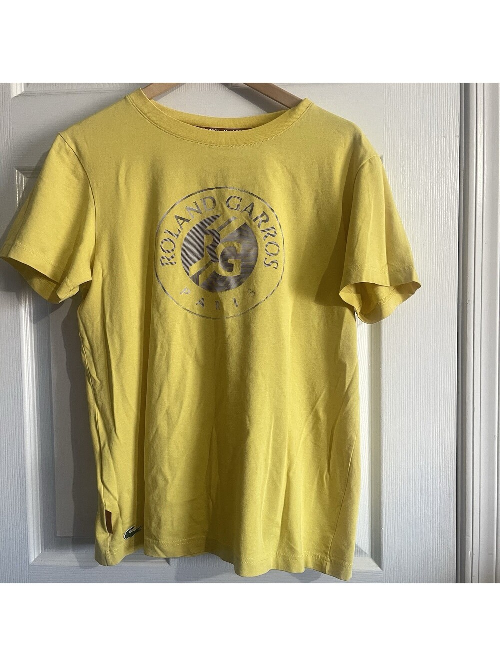 Lacoste x Roland Garros Yellow Tennis Graphic T-Shirt US M Medium FR 4 Tee FLAW
